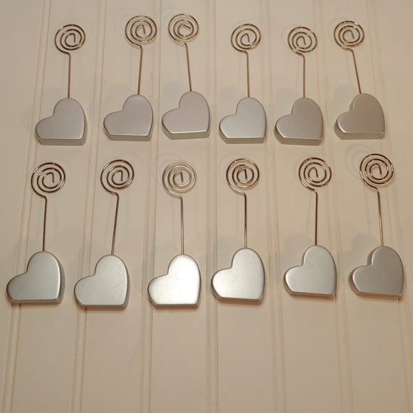 Silver Heart Place Card Holders set of 12 - Picture 5 of 11
